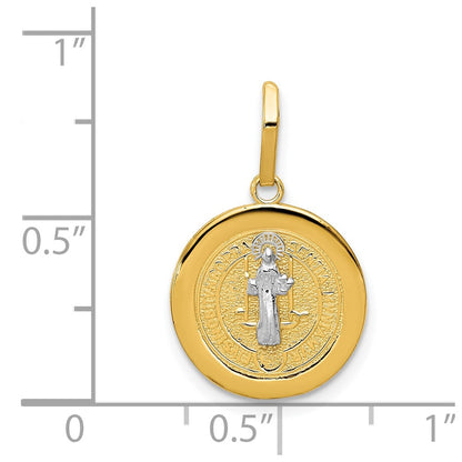14K Yellow & Rhodium With Circle St. Benedict Medal Pendant