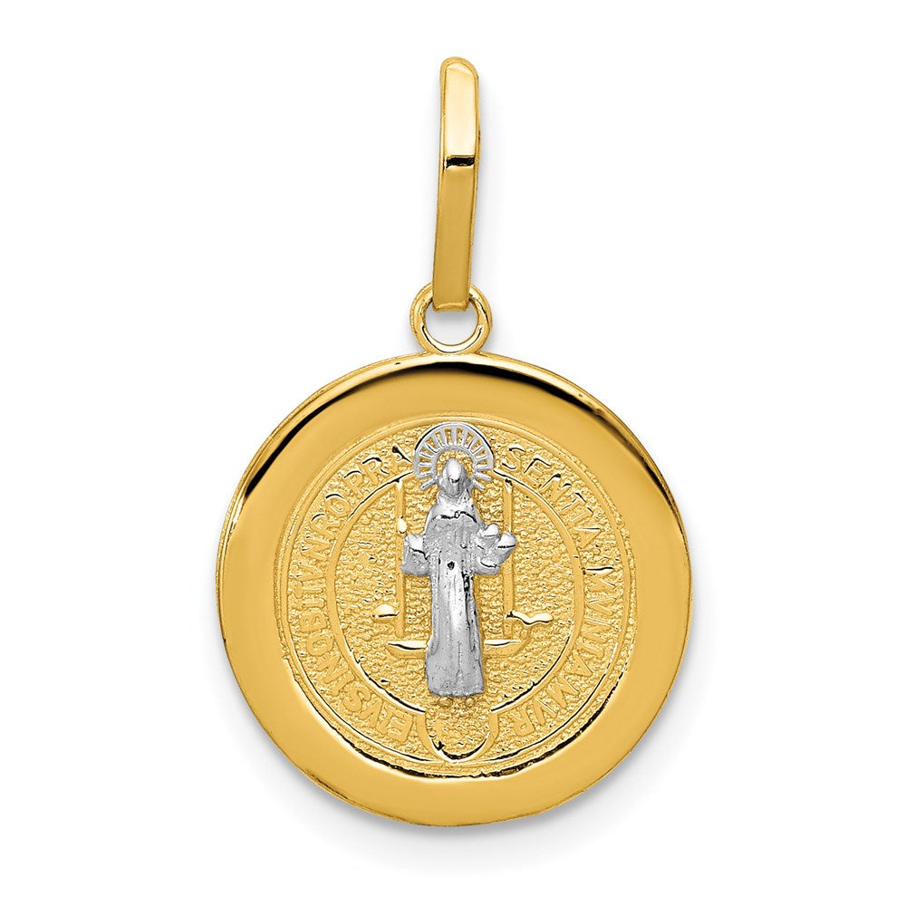 14K Yellow & Rhodium With Circle St. Benedict Medal Pendant