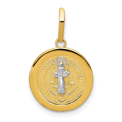 14K Yellow & Rhodium With Circle St. Benedict Medal Pendant