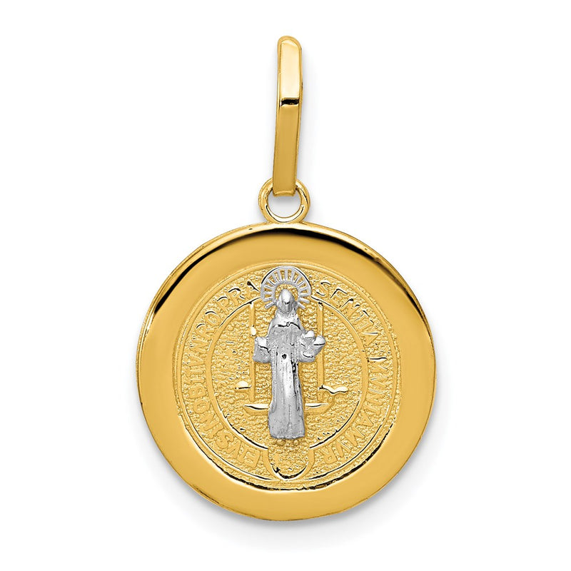 14K Yellow & Rhodium With Circle St. Benedict Medal Pendant