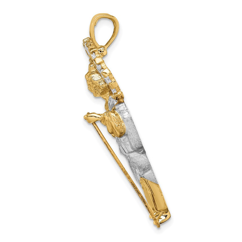 14k Yellow & Rhodium 14K w/ Rhodium CZ D/C Polished St. Jude Pendant