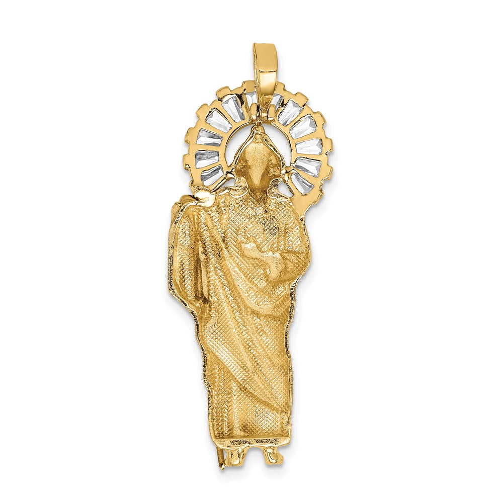 14k Yellow & Rhodium 14K w/ Rhodium CZ D/C Polished St. Jude Pendant