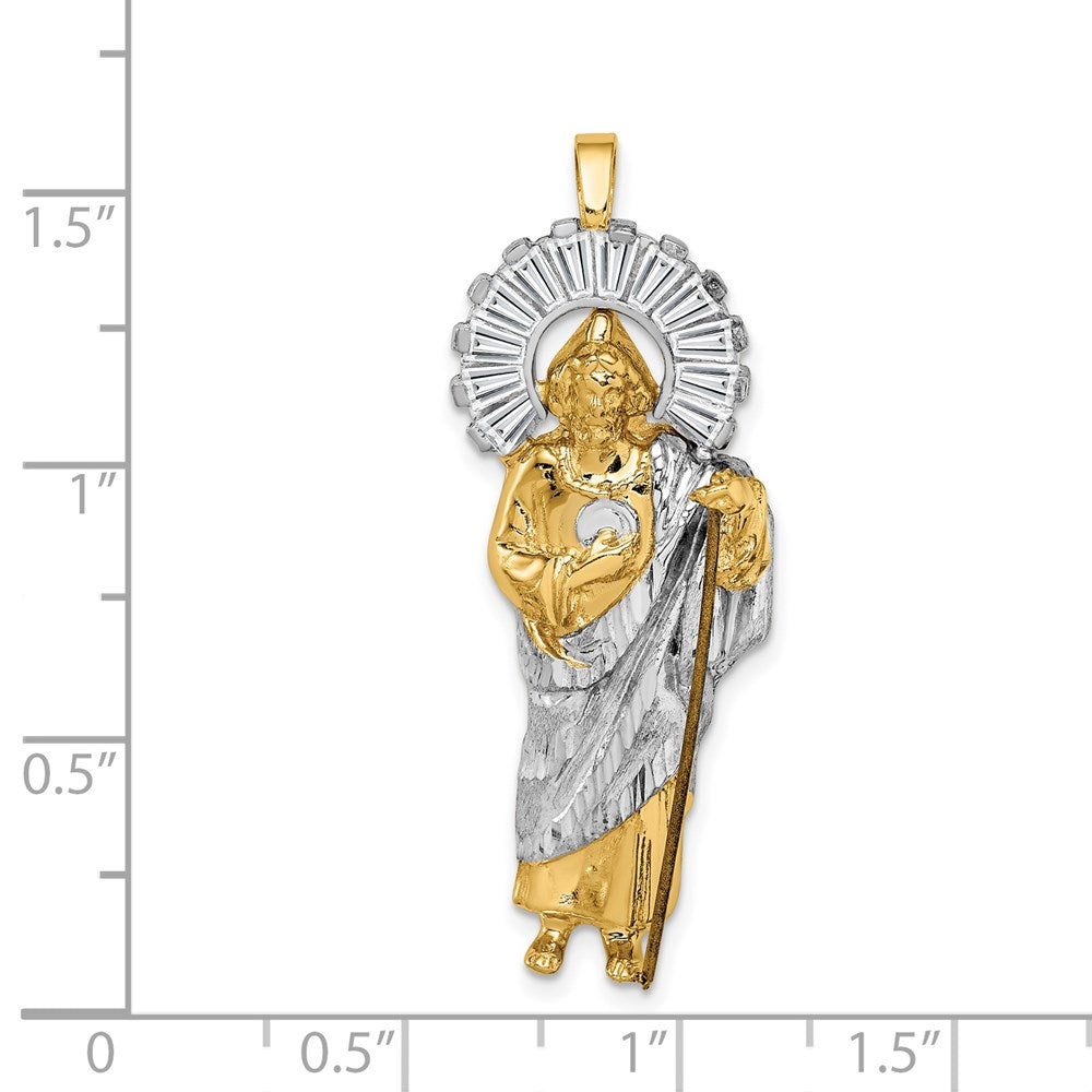 14k Yellow & Rhodium 14K w/ Rhodium CZ D/C Polished St. Jude Pendant