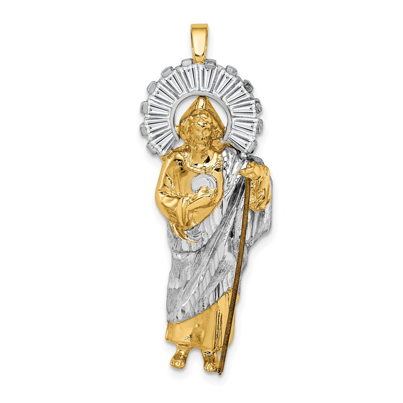 14k Yellow & Rhodium 14K w/ Rhodium CZ D/C Polished St. Jude Pendant