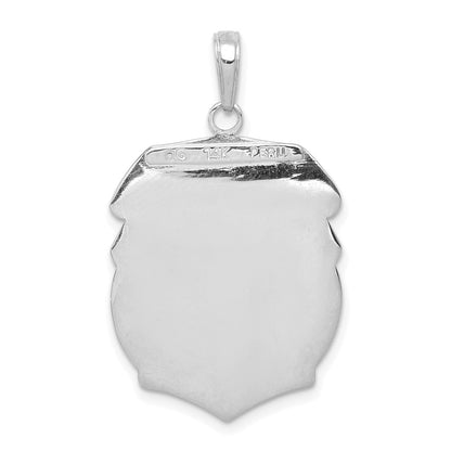 14k White Gold Polished Large Saint Michael Protect Us Medal Pendant