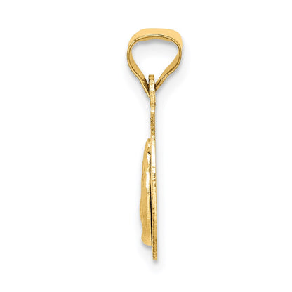 14K Yellow & Rhodium W/Rose And White D/C Baptism Pendant