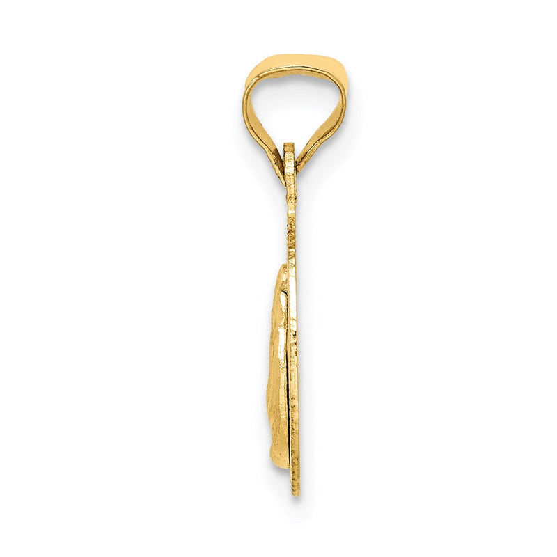 14K Yellow & Rhodium W/Rose And White D/C Baptism Pendant