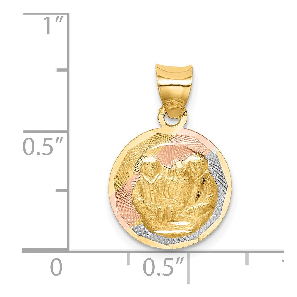 14K Yellow & Rhodium W/Rose And White D/C Baptism Pendant