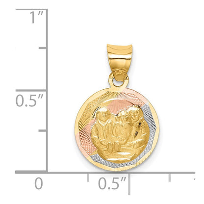 14K Yellow & Rhodium W/Rose And White D/C Baptism Pendant