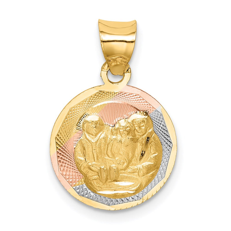 14K Yellow & Rhodium W/Rose And White D/C Baptism Pendant