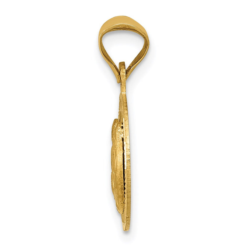 14K Yellow Gold Polished And D/C Baptism Circle Pendant
