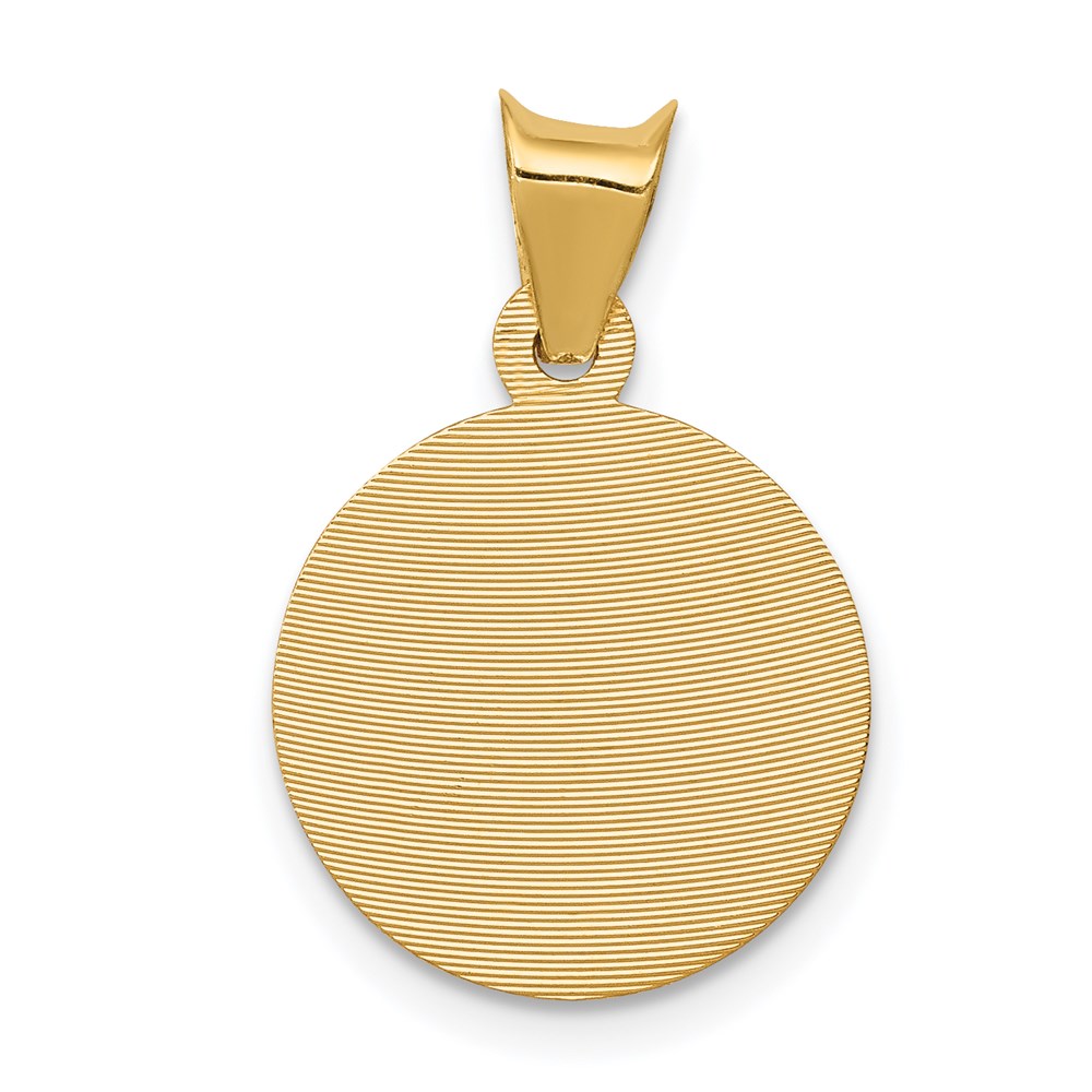 14K Yellow Gold Polished And D/C Baptism Circle Pendant