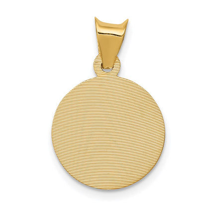 14K Yellow Gold Polished And D/C Baptism Circle Pendant