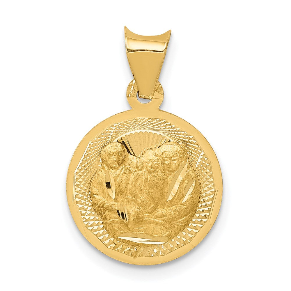 14K Yellow Gold Polished And D/C Baptism Circle Pendant