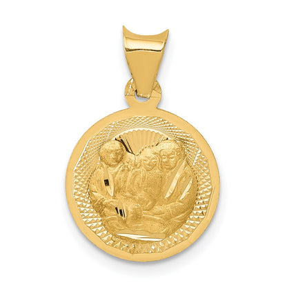 14K Yellow Gold Polished And D/C Baptism Circle Pendant