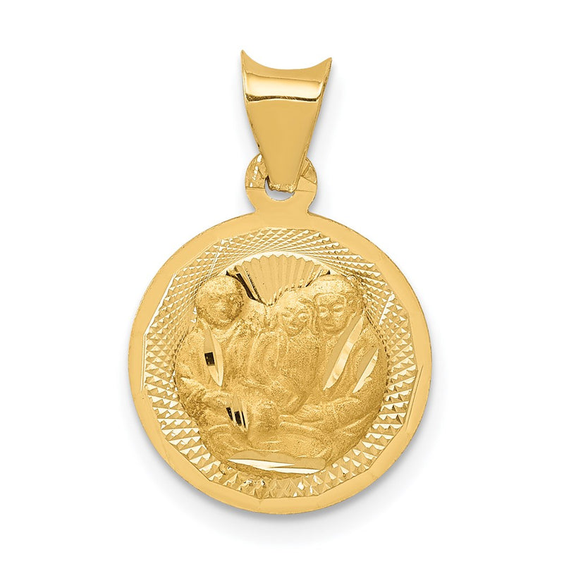 14K Yellow Gold Polished And D/C Baptism Circle Pendant