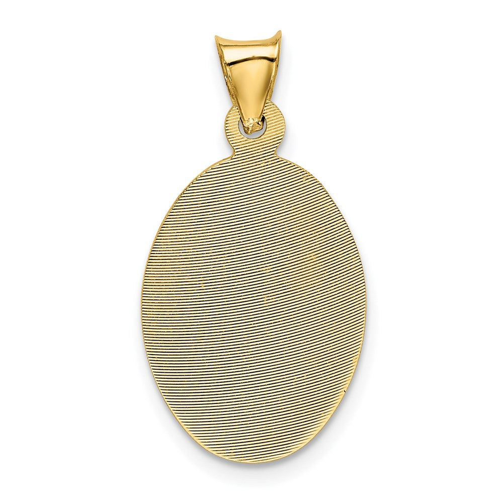 14K Yellow & Rhodium W/Rose And White D/C Baptism Oval Pendant