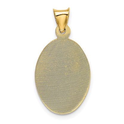 14K Yellow & Rhodium W/Rose And White D/C Baptism Oval Pendant