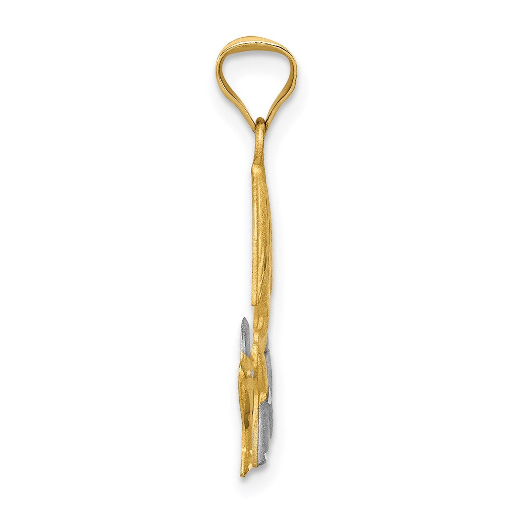 14K Yellow & Rhodium W/Rhodium D/C Girl Communion Semi-Solid Pendant