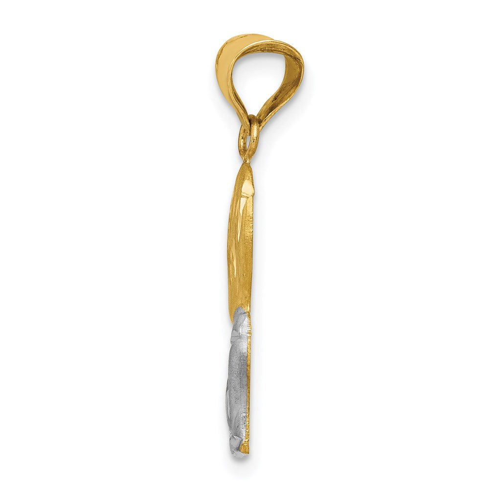 14K Yellow & Rhodium W/Rhodium D/C Boy Communion Semi-Solid Pendant