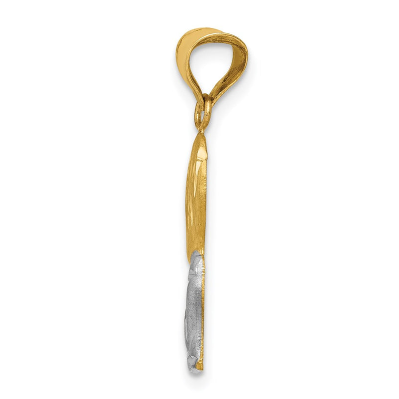 14K Yellow & Rhodium W/Rhodium D/C Boy Communion Semi-Solid Pendant