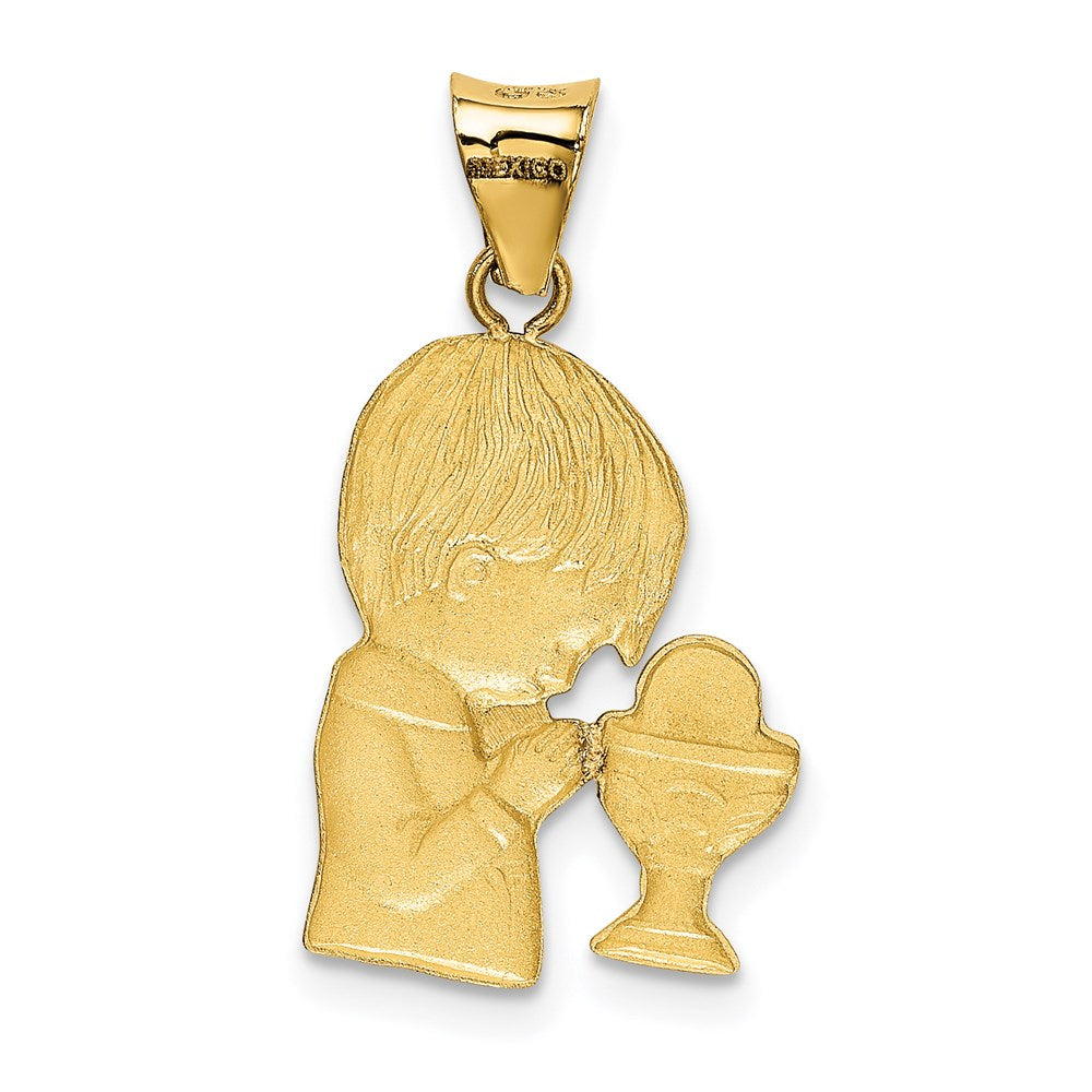 14K Yellow & Rhodium W/Rhodium D/C Boy Communion Semi-Solid Pendant