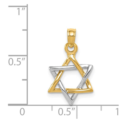 14K Two-Tone Polished Star Of David Pendant