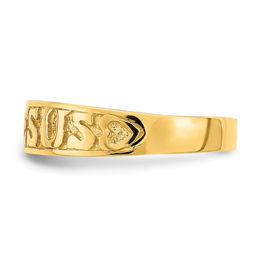 14K Yellow Gold Polished Jesus Hearts Ring