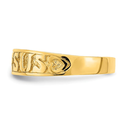 14K Yellow Gold Polished Jesus Hearts Ring