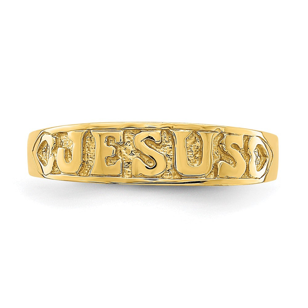 14K Yellow Gold Polished Jesus Hearts Ring