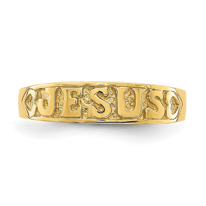 14K Yellow Gold Polished Jesus Hearts Ring