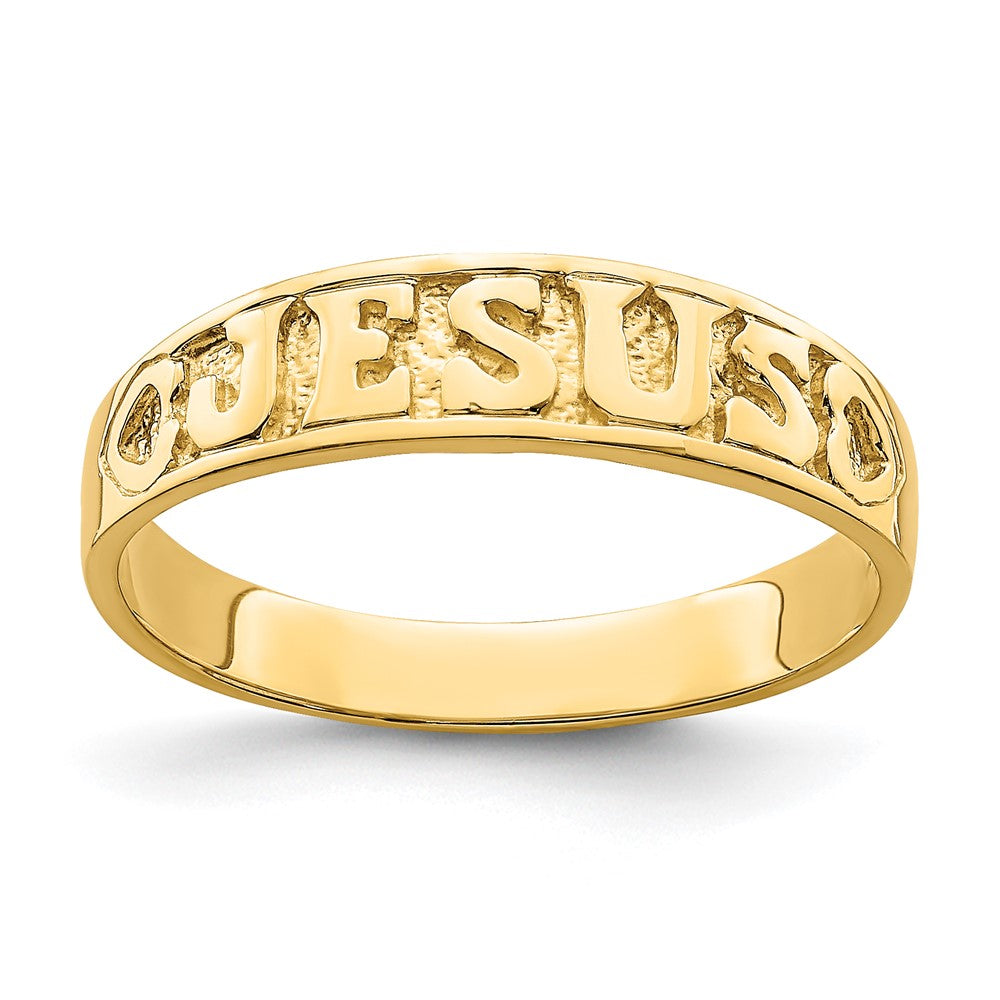14K Yellow Gold Polished Jesus Hearts Ring