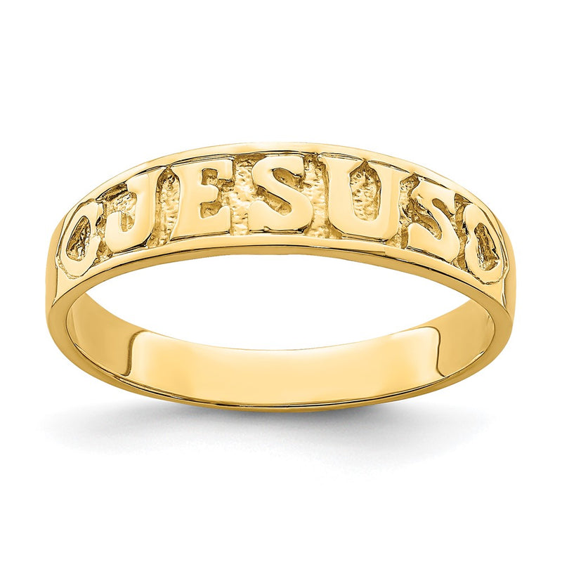 14K Yellow Gold Polished Jesus Hearts Ring