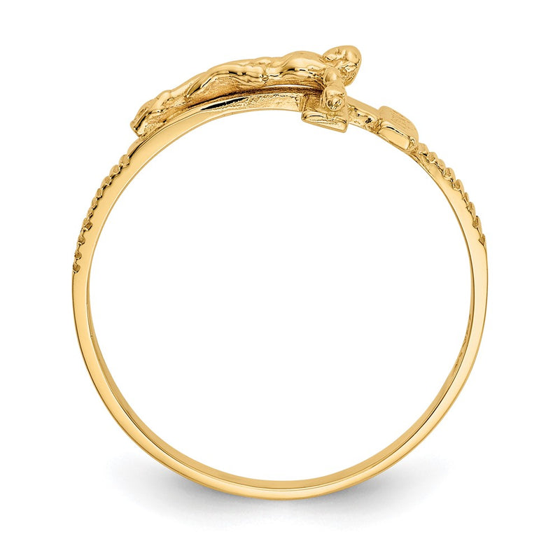 14K Yellow Gold Polished Jesus Band Ring