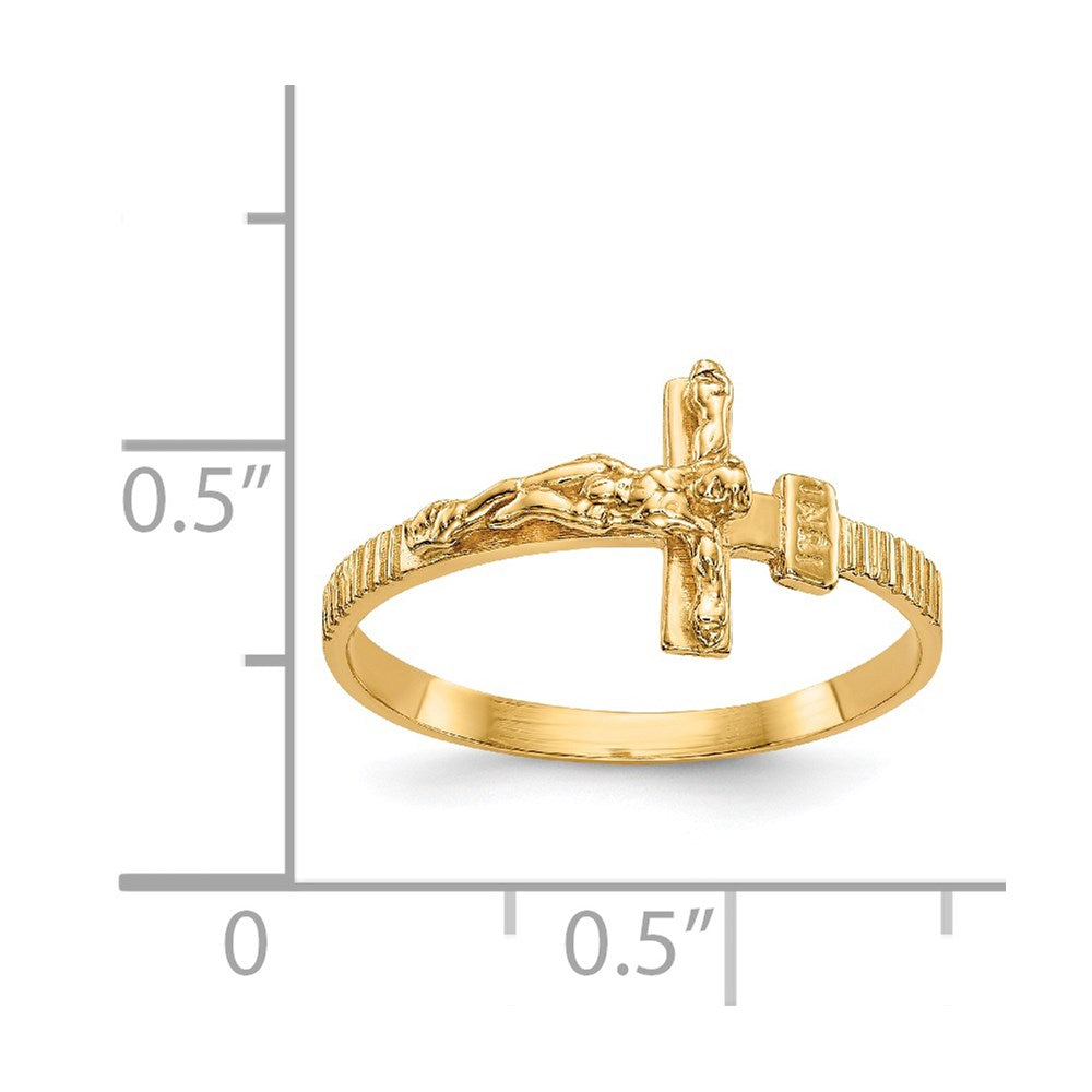 14K Yellow Gold Polished Jesus Band Ring