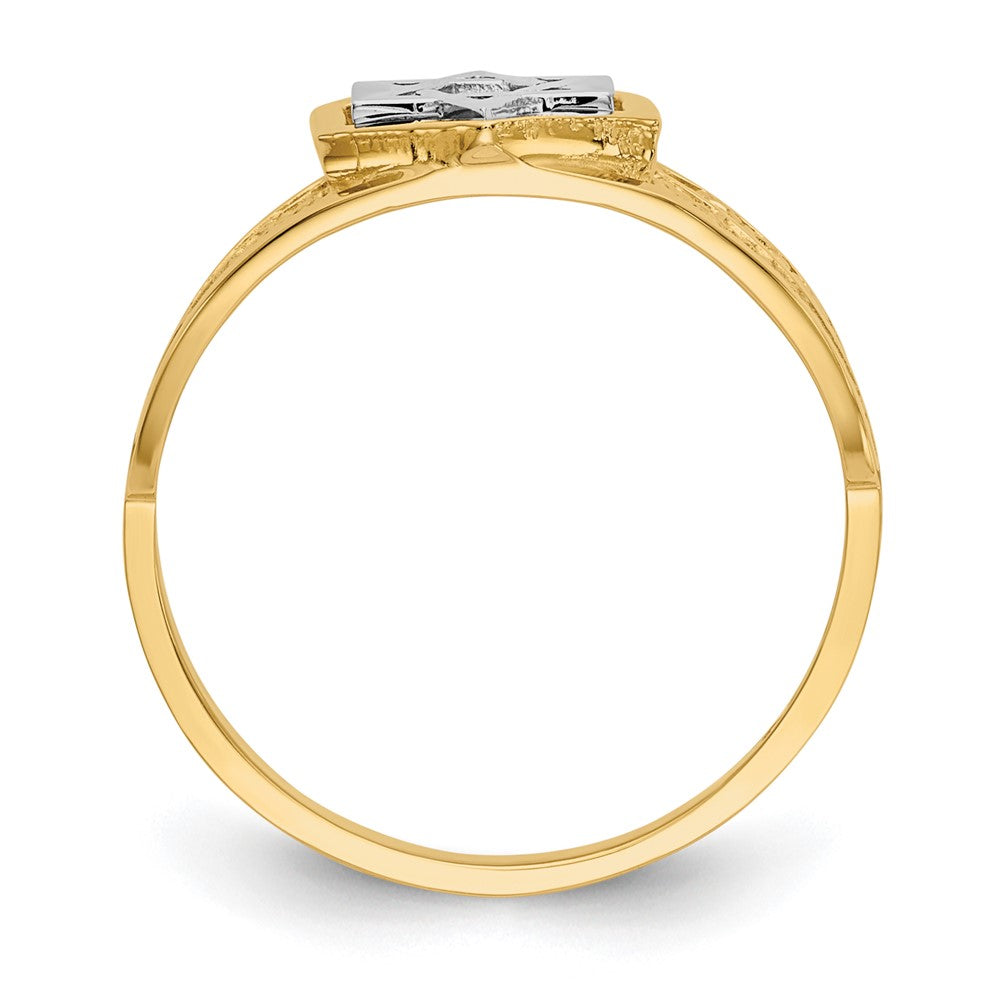 14K Two Tone Polished Star Of David Ring