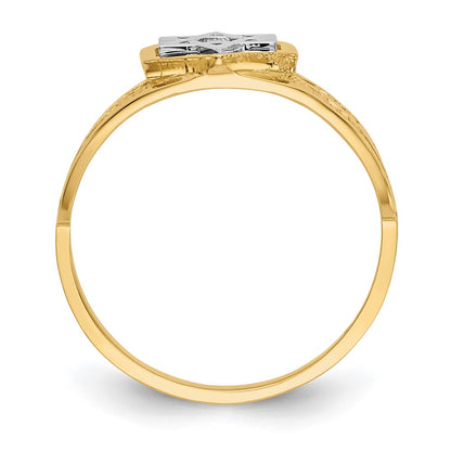 14K Two Tone Polished Star Of David Ring