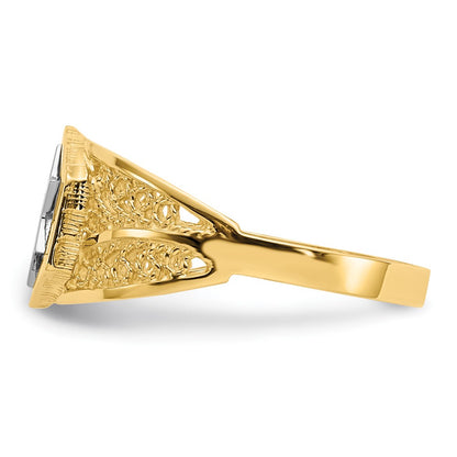 14K Two Tone Polished Star Of David Ring