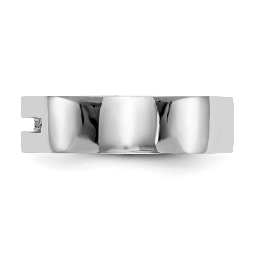 14k White Gold Polished Cut-out Cross Men's Ring