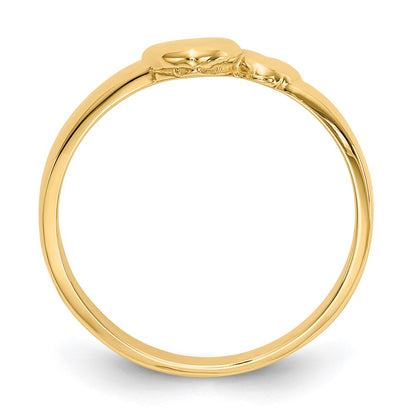 14K Yellow Gold Polished Adjoining Hearts Ring