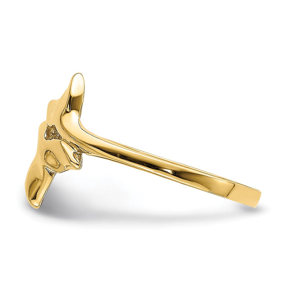 14K Yellow Gold Polished Double Whale Tail Ring