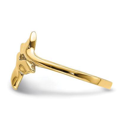 14K Yellow Gold Polished Double Whale Tail Ring