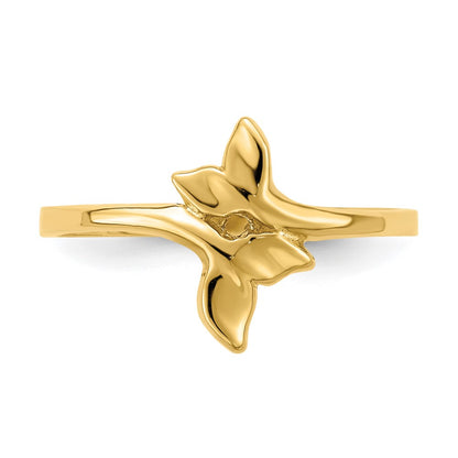 14K Yellow Gold Polished Double Whale Tail Ring