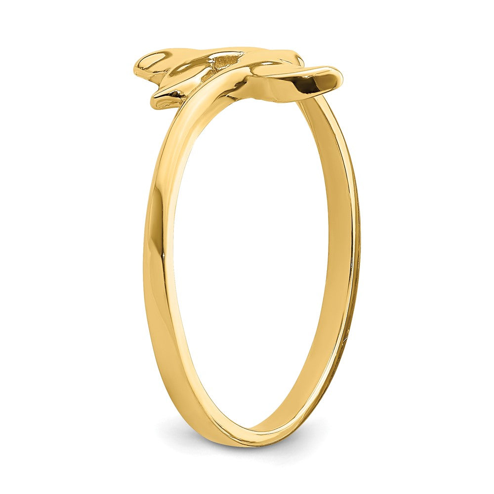14K Yellow Gold Polished Double Whale Tail Ring