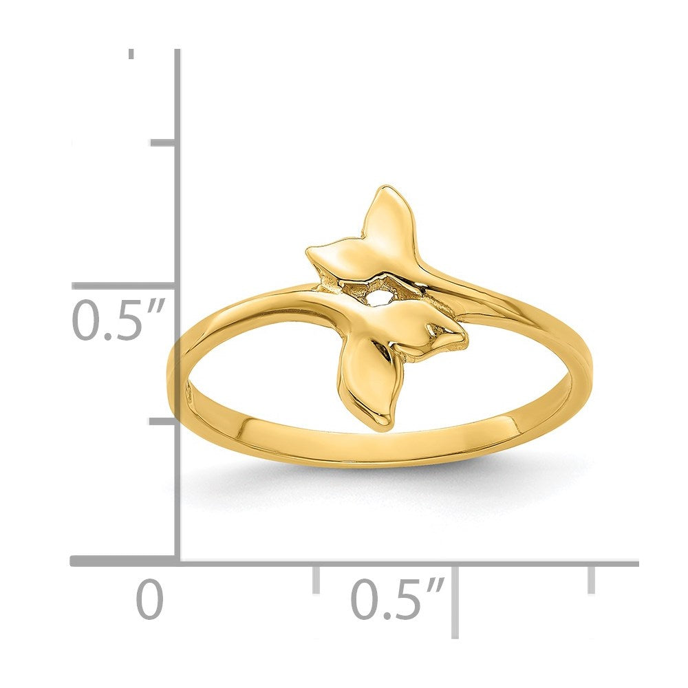 14K Yellow Gold Polished Double Whale Tail Ring