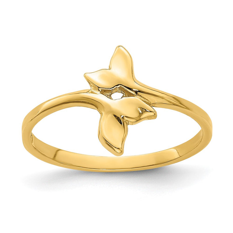 14K Yellow Gold Polished Double Whale Tail Ring