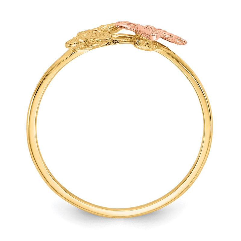 14K Two Tone Polished Butterfly Ring