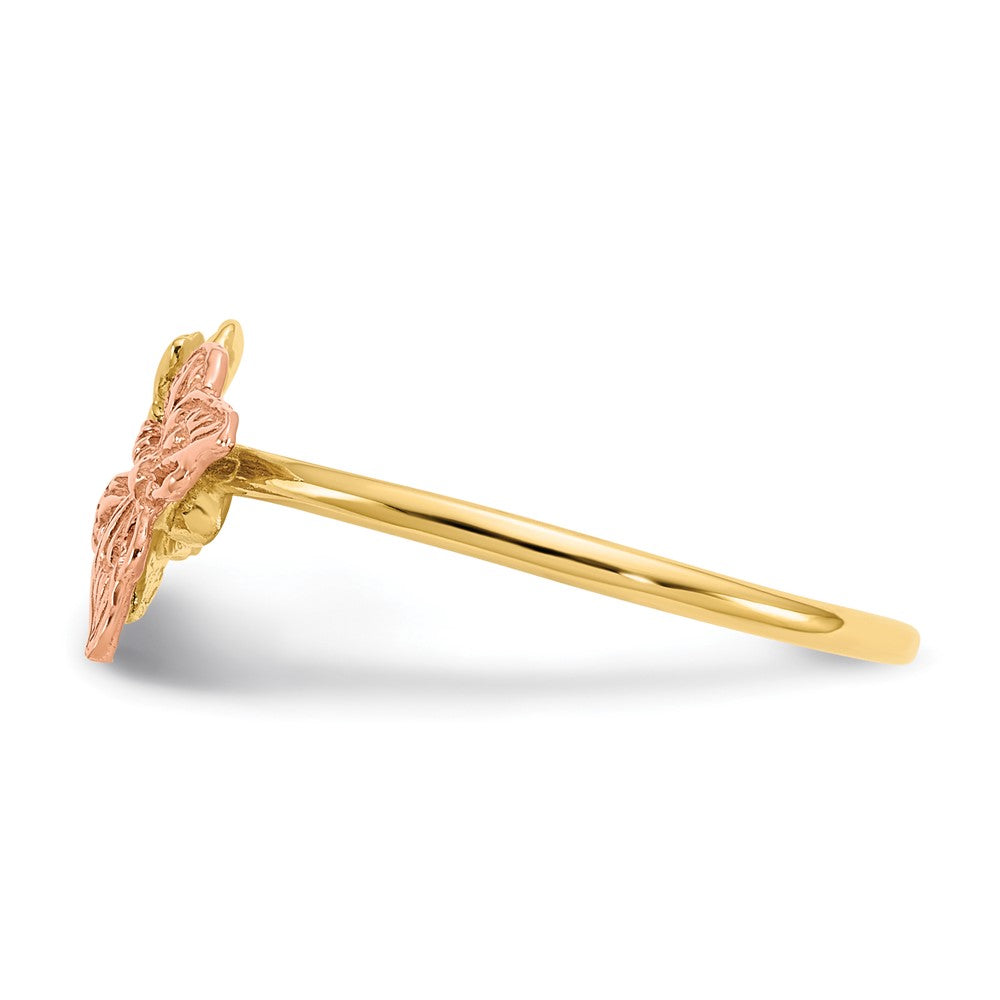 14K Two Tone Polished Butterfly Ring