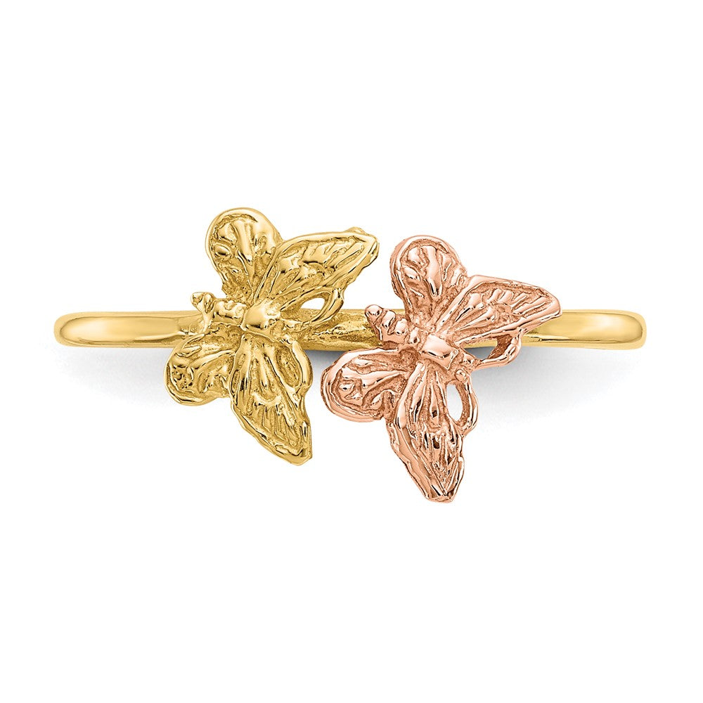 14K Two Tone Polished Butterfly Ring