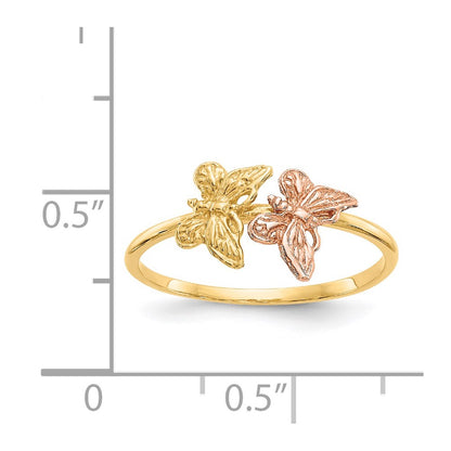 14K Two Tone Polished Butterfly Ring